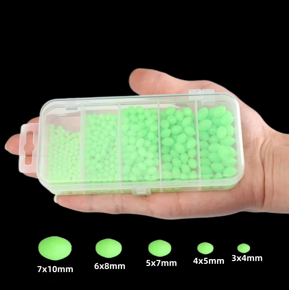 Fishing Lure Soft Plastic - 375-teiliges Set Nachtleuchtende Angelköder: Harte Perlen,
